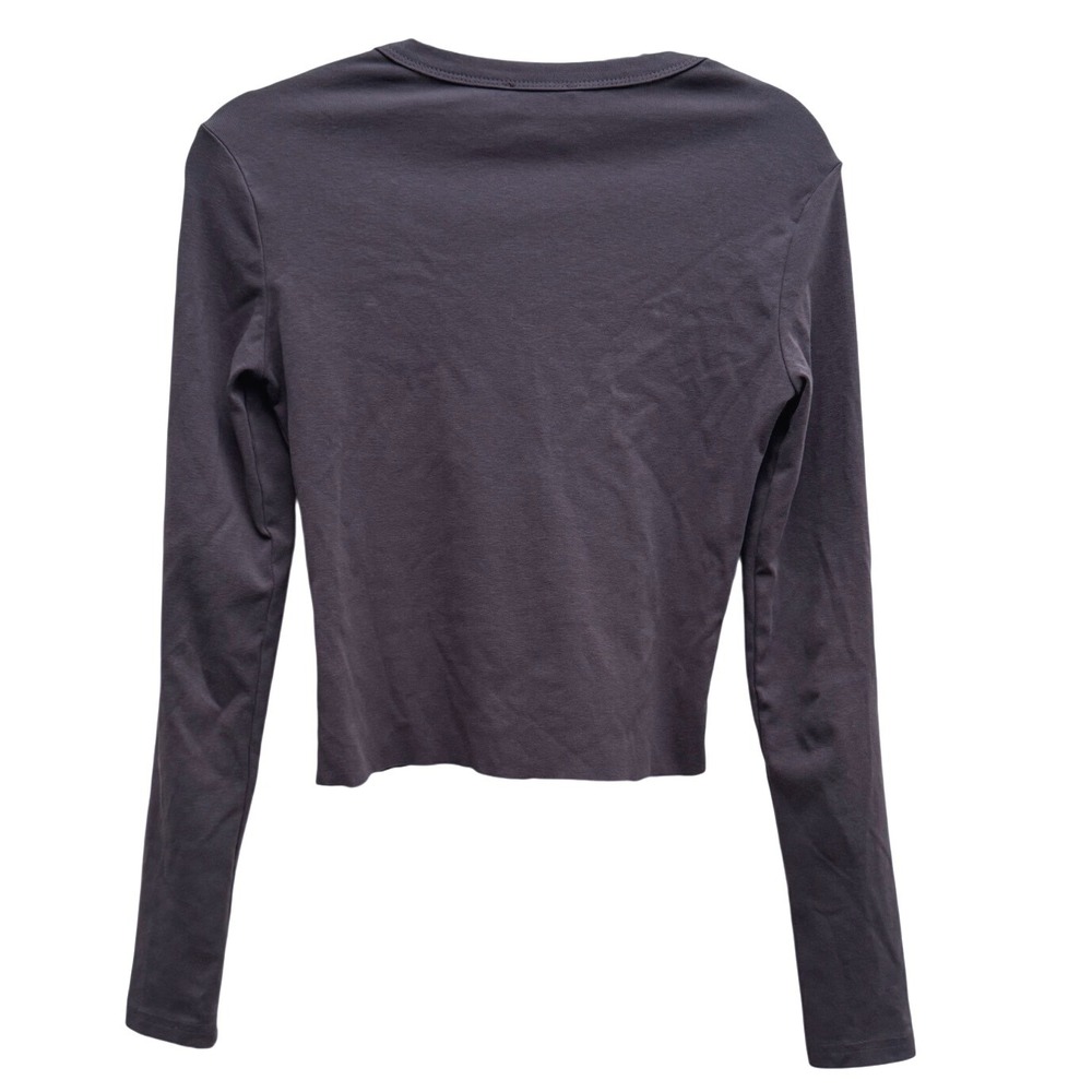 Edikted France 76 Lace Trim Gray Long Sleeve Graphic Crop Top Baby Tee Small Y2K - Picture 3 of 7